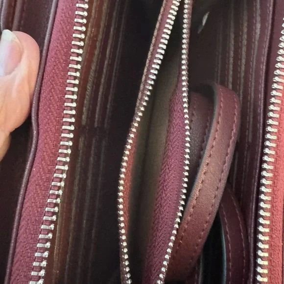 Burgundy Faux Leather Tassel Wristlet/Crossbody purse. - Picture 7 of 10